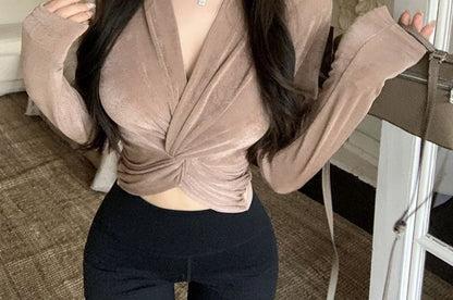 Twisted V-Neck Crop Top