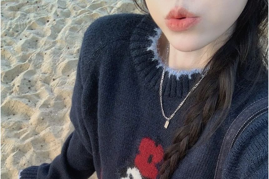Penguin Jacquard V-Neck Sweater