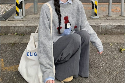 Penguin Jacquard V-Neck Sweater