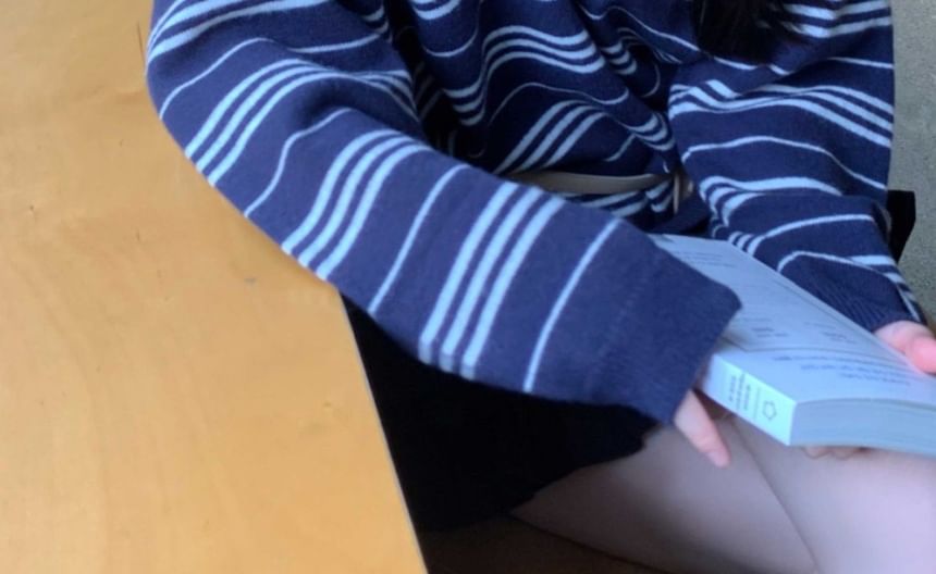 Striped Collared Sweater with Long Sleeves