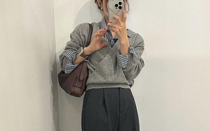 Striped Button-Up Shirt with Long Sleeves
