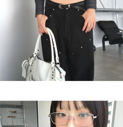 Button-Up Crop Blouse with Collar and Striped Pattern
