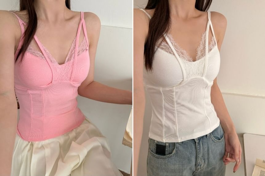 V-Neck Lace Trim Cami