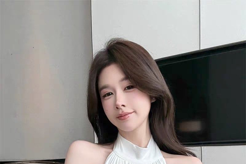 Halter Neck Shirred Blouse