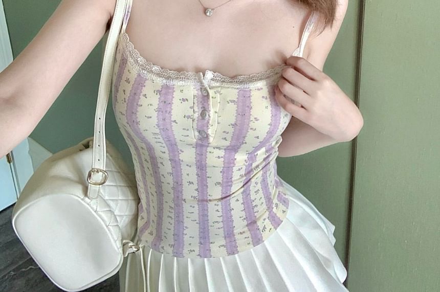 Lace-Trimmed Henley Cami