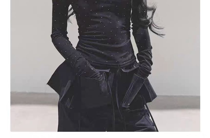 Rhinestone Lace Off-Shoulder Top