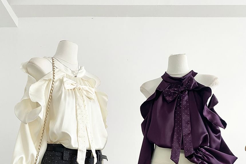 Ruffled Cold Shoulder Blouse