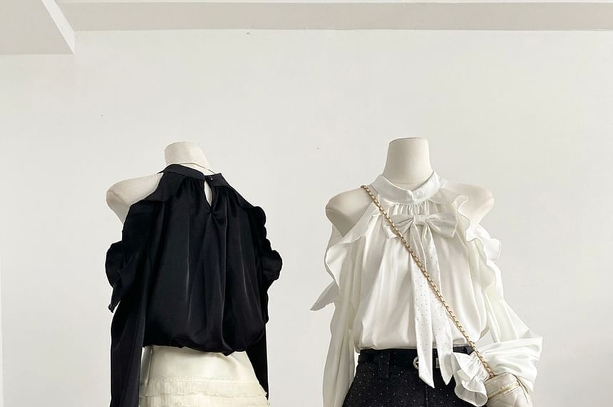 Ruffled Cold Shoulder Blouse