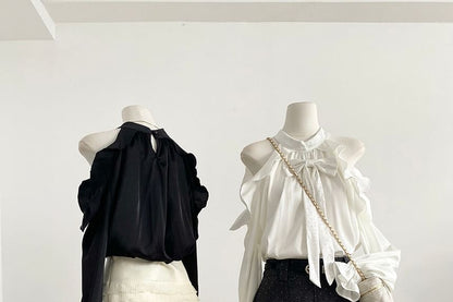 Ruffled Cold Shoulder Blouse