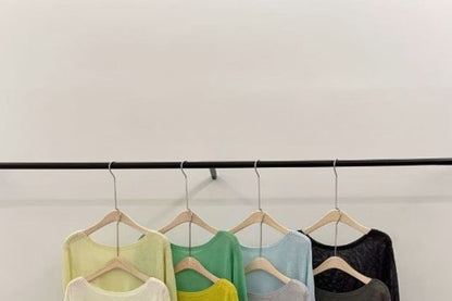 Asymmetrical Boat Neck Knit Top with Long Sleeves