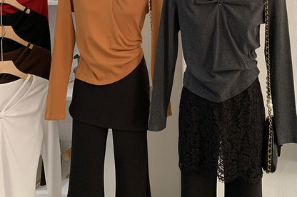 V-Neck Ruched Casual Tee