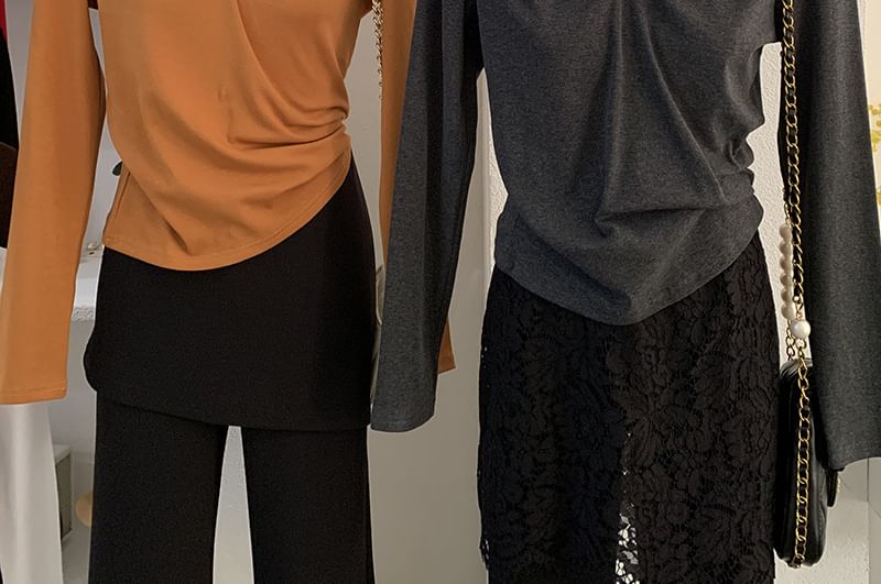 V-Neck Ruched Casual Tee
