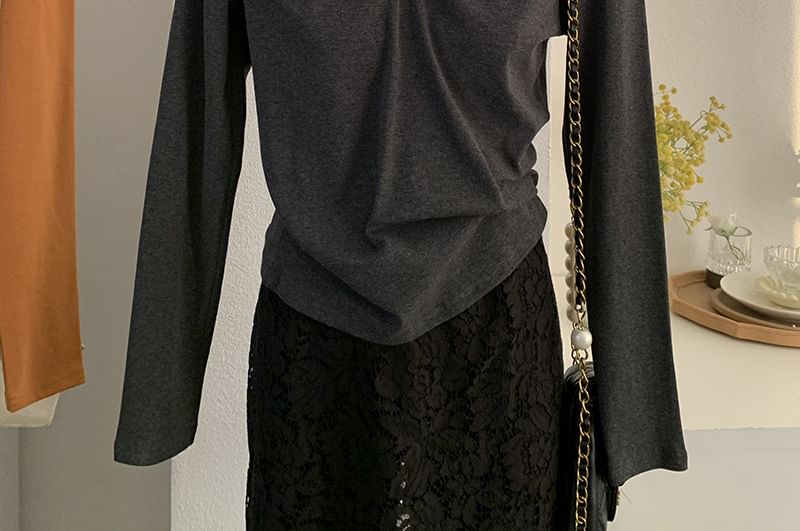 V-Neck Ruched Casual Tee
