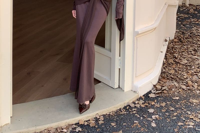 Boatneck Plain Top and High Waist Maxi Mermaid Skirt Set