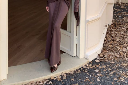 Boatneck Plain Top and High Waist Maxi Mermaid Skirt Set
