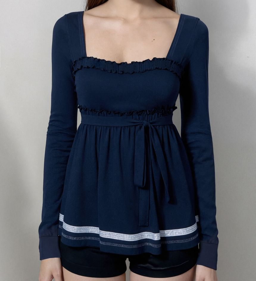 Knit V-Neck Long Sleeve Top