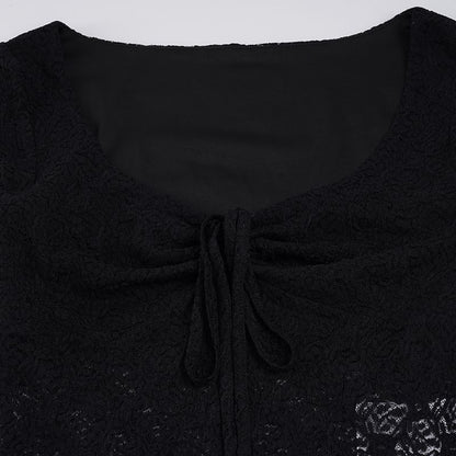Scoop Neck Lace Crop Tee