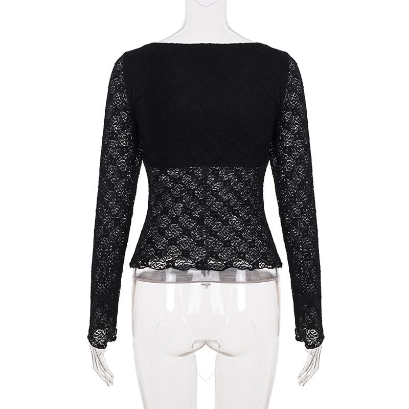 Scoop Neck Lace Crop Tee