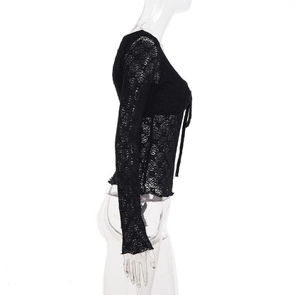 Scoop Neck Lace Crop Tee