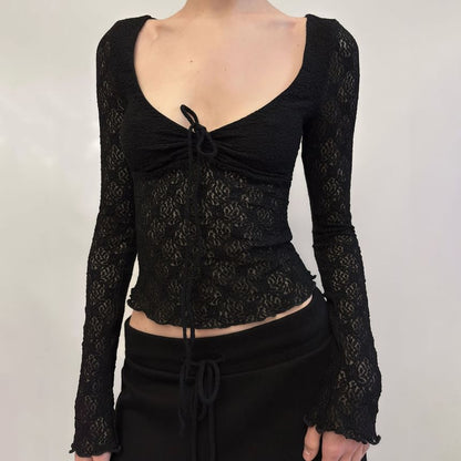 Scoop Neck Lace Crop Tee