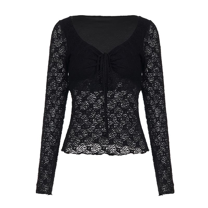 Scoop Neck Lace Crop Tee