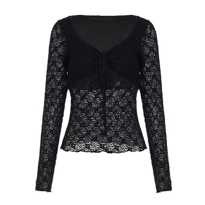 Scoop Neck Lace Crop Tee