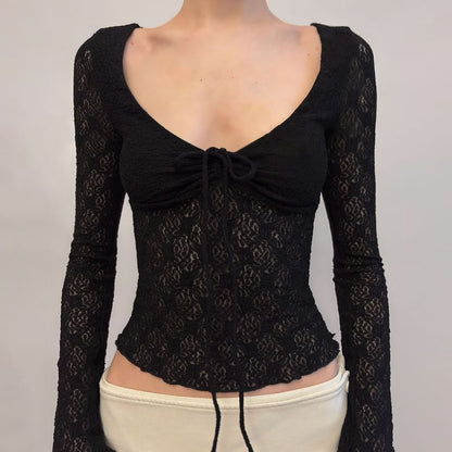 Scoop Neck Lace Crop Tee