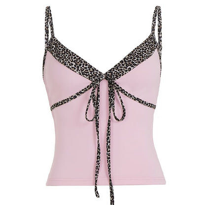 Leopard Trim V-Neck Cami
