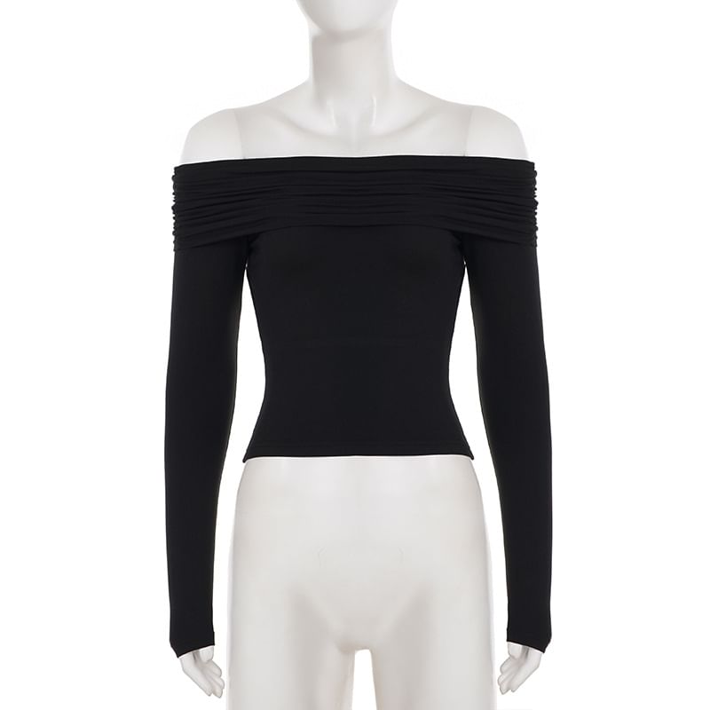 Off Shoulder Cutout Crop Tee