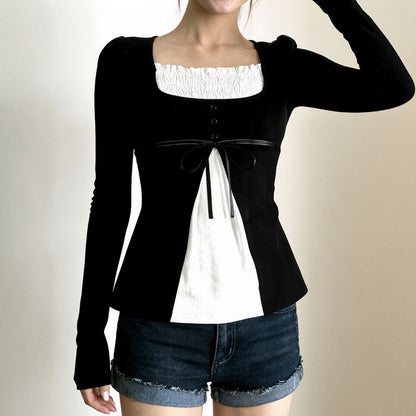Square Neck Two-Tone Tee