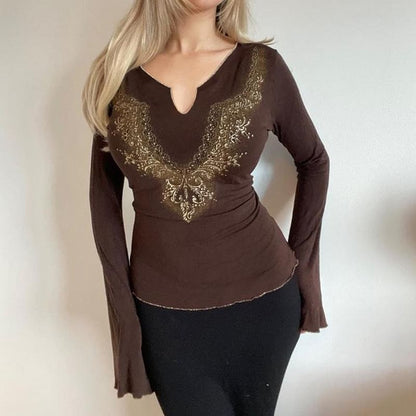 Sequin Notch Crop Top