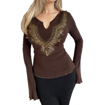 Sequin Notch Crop Top