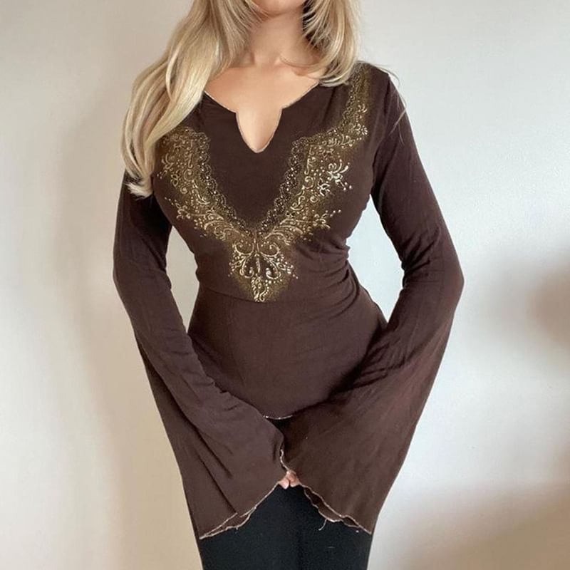 Sequin Notch Crop Top