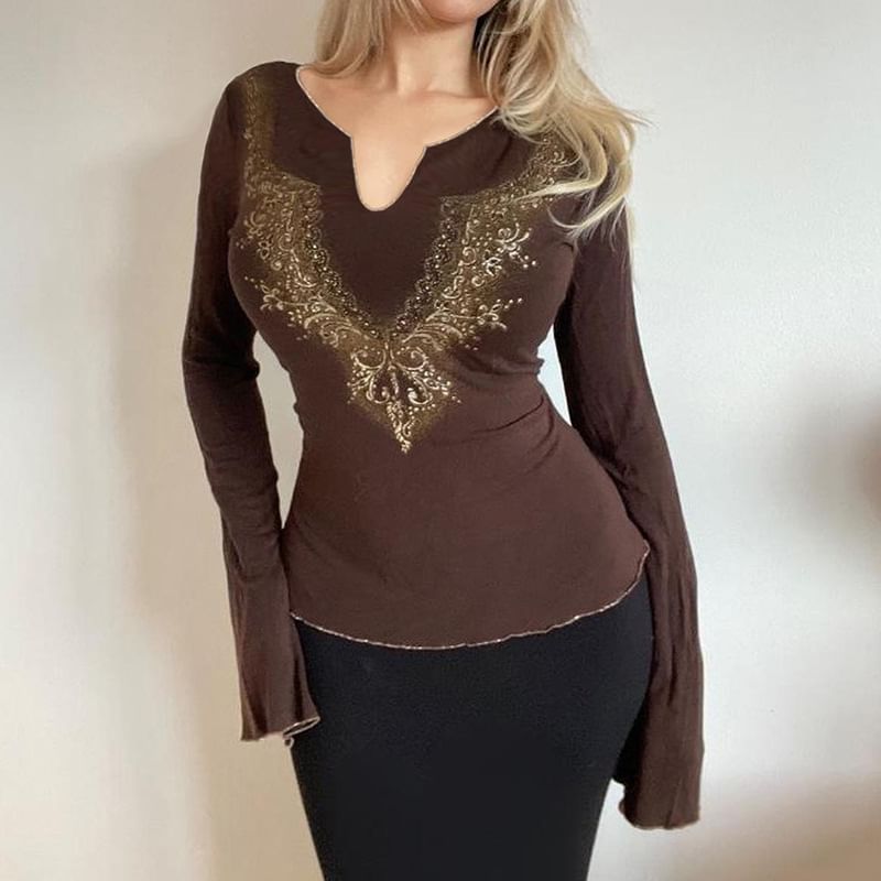 Sequin Notch Crop Top