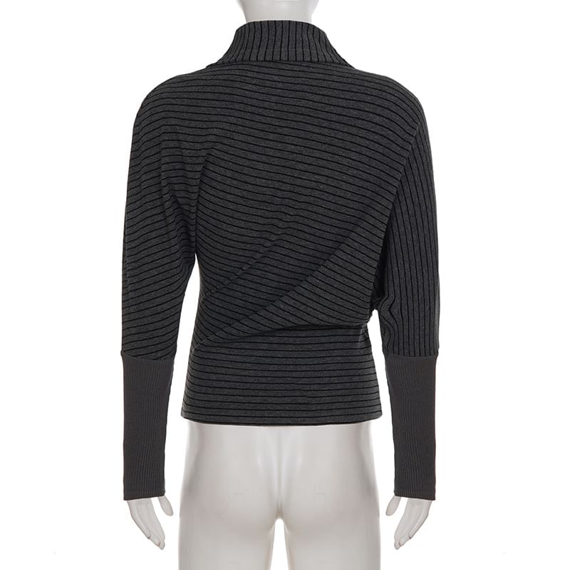 Striped Turtleneck Crop Knit