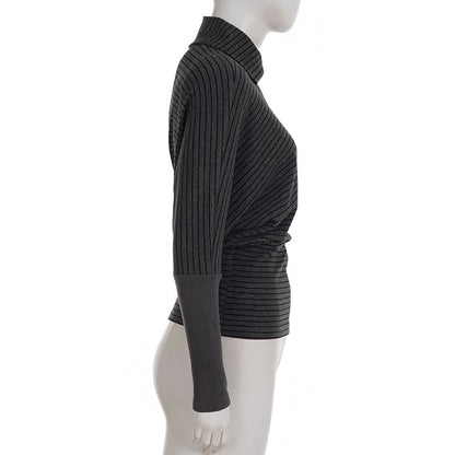 Striped Turtleneck Crop Knit