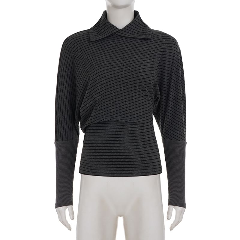 Striped Turtleneck Crop Knit