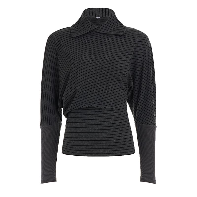 Striped Turtleneck Crop Knit
