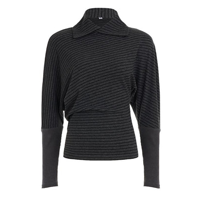 Striped Turtleneck Crop Knit