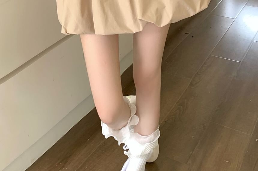 Drawstring Mini A-Line Skirt in Plain Solid