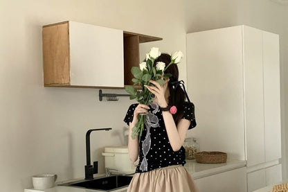 Drawstring Mini A-Line Skirt in Plain Solid