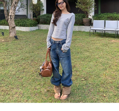 Skirt Overlay Flared Jeans Mid Rise Washed