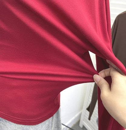 Solid V-Neck Tee with Long Sleeves