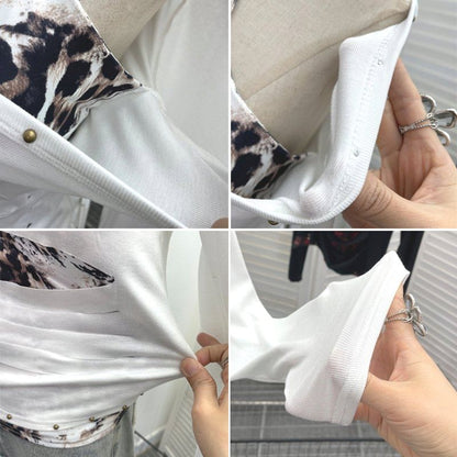 Two-Piece T-Shirt with Cold Shoulder and Mock Neck Long Sleeves