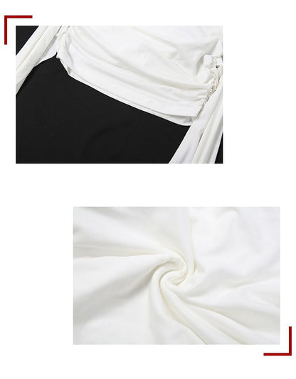 Lace Panel Bodysuit with Cutout and Padded Design Plus High Waist Pencil Skirt