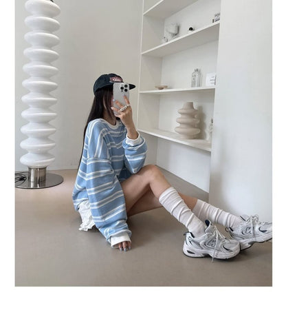 Striped Crew Neck Sweatshirt