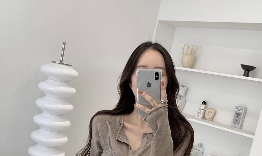 Button-Up Cardigan and Tie Front Camisole Set