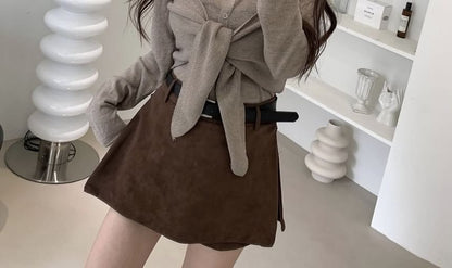 Button-Up Cardigan and Tie Front Camisole Set
