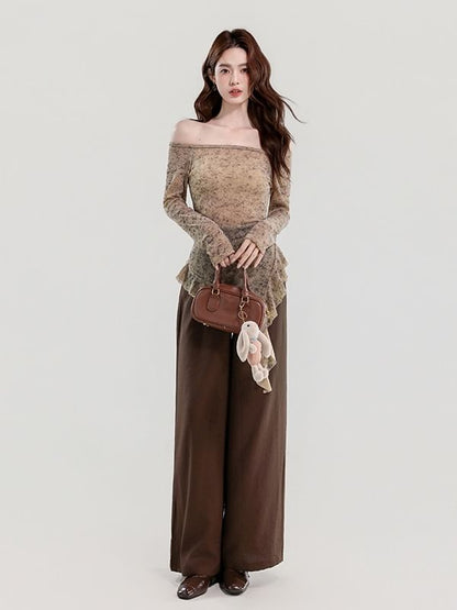 Sheer Ruffle Off-Shoulder Top