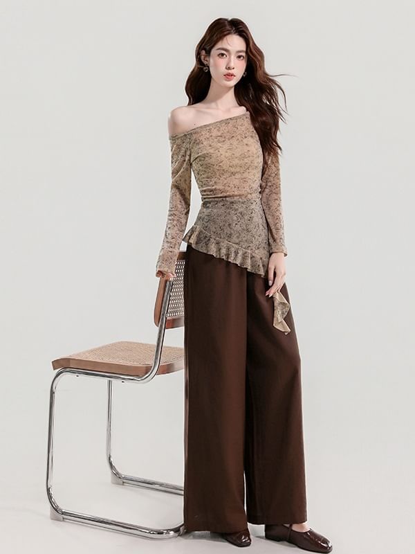 Sheer Ruffle Off-Shoulder Top